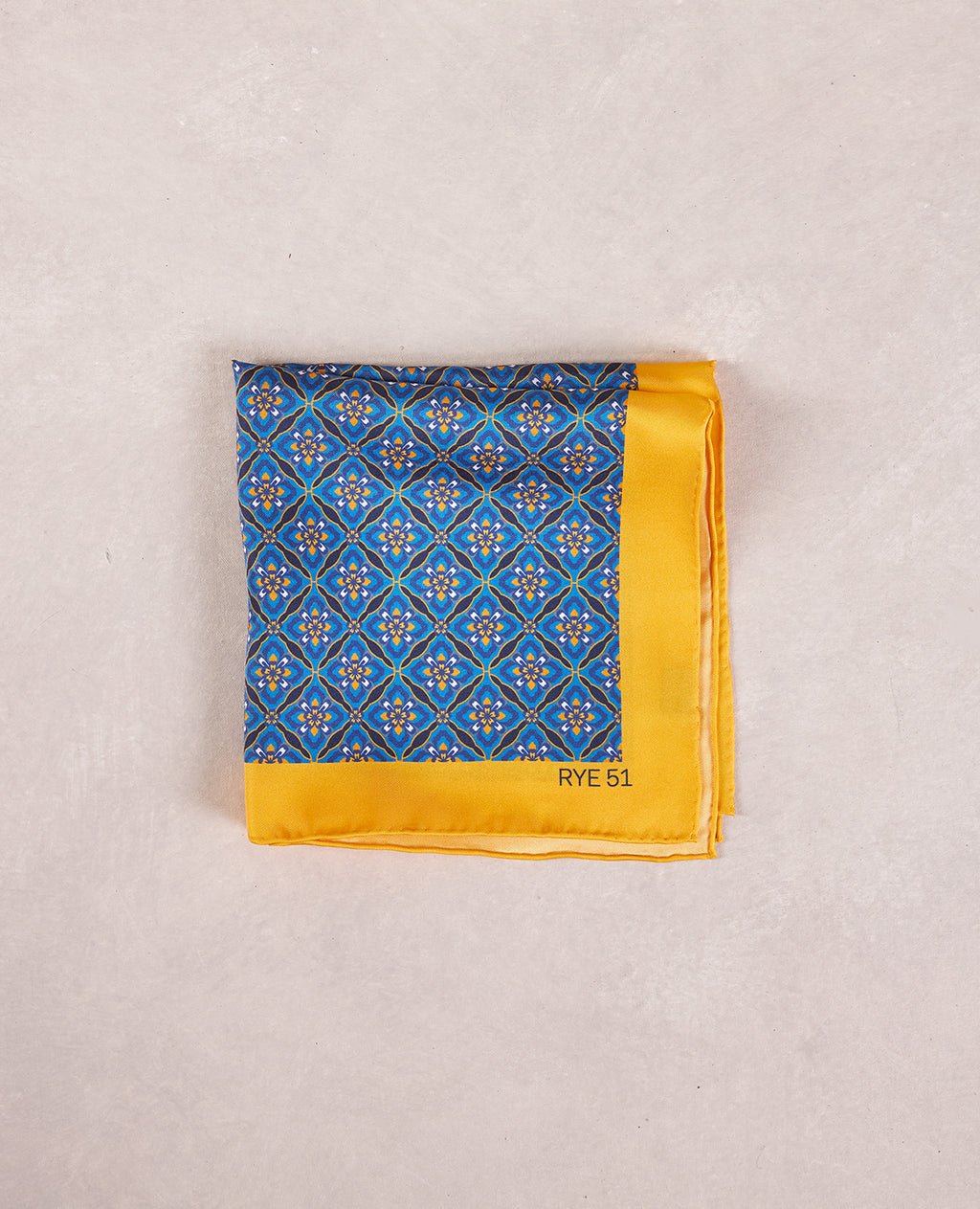 The Silk Pocket Square - 100% Silk Pocket Square - Double Face - Yellow Geo